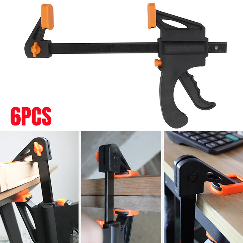 

6pcs 4 inch Woodworking Bar F Clamp Clip Quick Ratchet Release Hard Grip DIY Carpentry Hand Vise Tool
