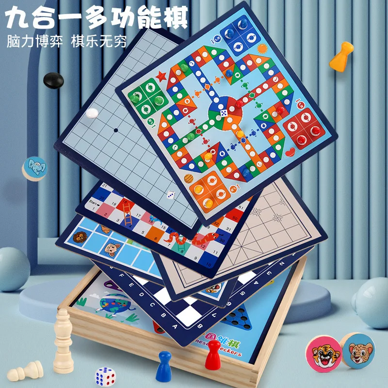 Multi in One Checkers, Flying Chess, Five-in-a-Row Chess, Animal Fighting Chess, Multi functional Chess, Student Puzzle Toy 2