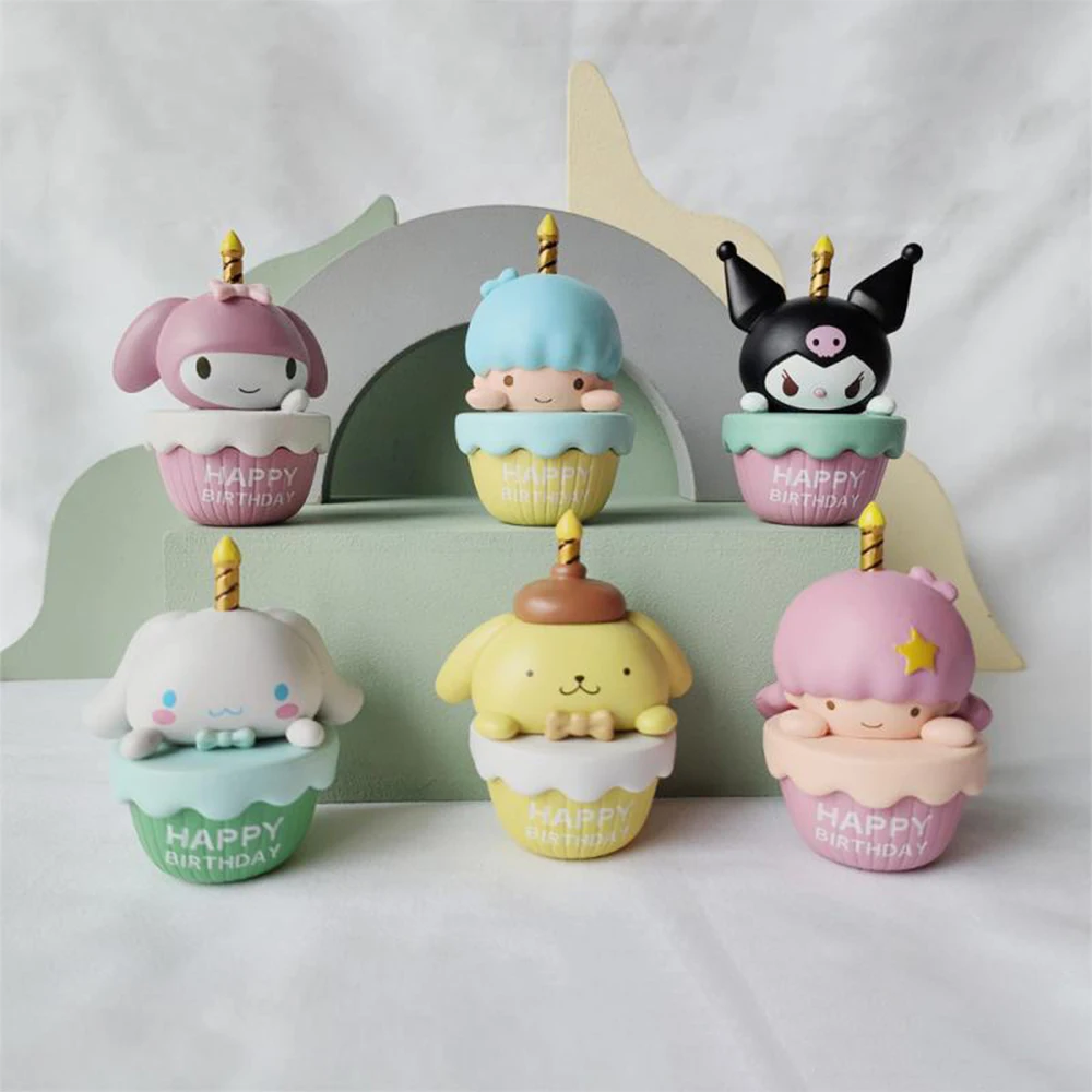 

Sanrio подарок торт на день рождения Kuromi Melody Cinnamoroll Hello Kitty Kawaii Аниме фигурки мультфильм игрушки Фестиваль декоративные подарки