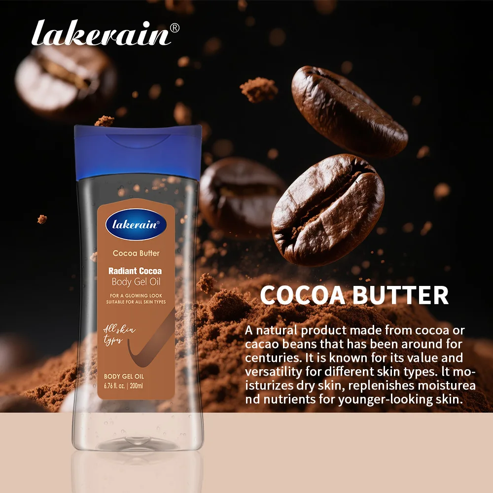 Lakerain Cocoa Butter Deep Hydrating Body Gel Oil - Radiant Moisture for All Skin Types, 200ml
