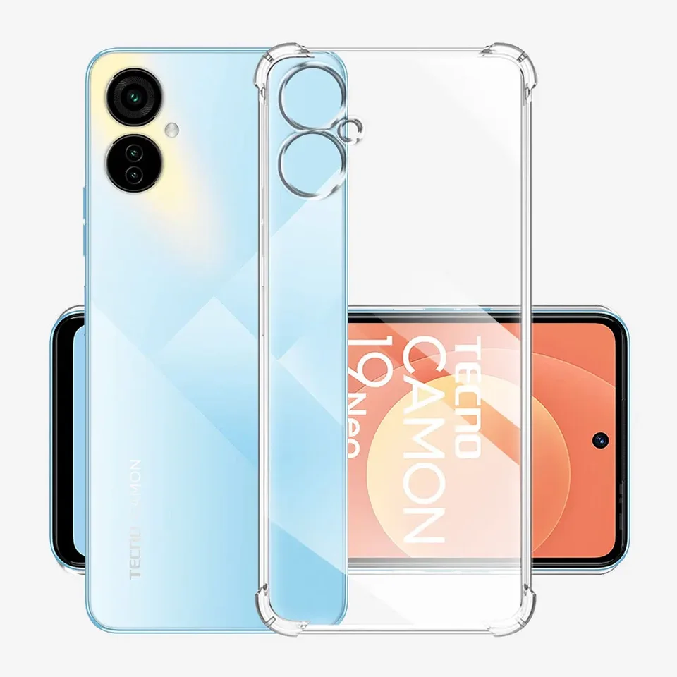 MILEGAO Tecno Camon 19 Custodia +2 PZ Pellicola Protettiva Vetro Temperato, Paraurti Ultra Sottile Antiurto Morbido TPU Silicone Custodia per Tecno Camon 19 (6.8