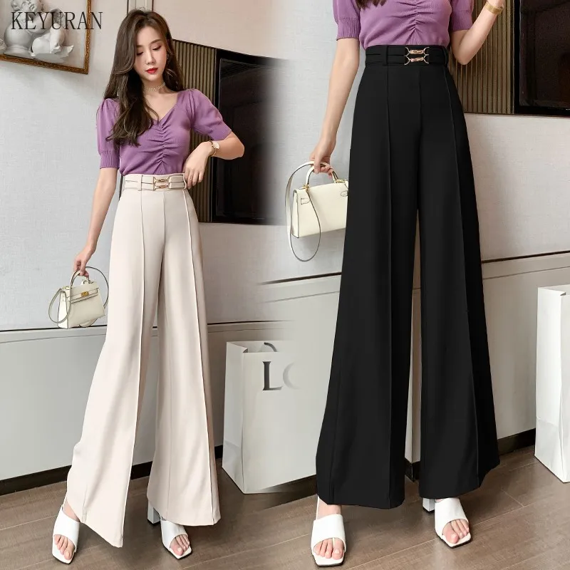 Apricot Wide Leg Pants Women's Fashion 2021 Casual Loose Trousers Office  Lady Elegant Long Palazzo High Waist Pants Black - Pants u0026 Capris -  AliExpress