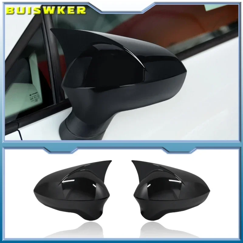 

2 Pieces High Quality ABS Plastic Bat Style Mirror Covers Caps RearView Mirror Piano Black For Seat ibiza Cupra 2009-2017