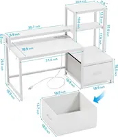 51-Inch White Computer Desk with Drawers, Monitor Stand, LED Lights, and Power Outlets for Home Office or Gaming 3