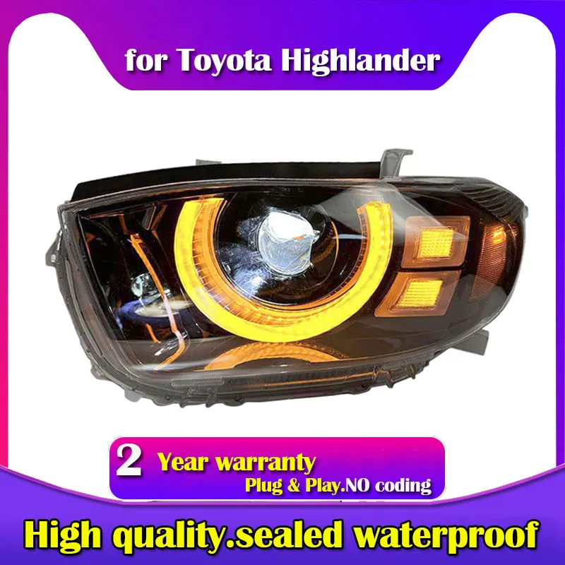 

Car Front Headlight For Toyota Highlander 2009-2011 Type LED HeadLamp Styling Dynamic Turn Signal Lens Automotive Accessories