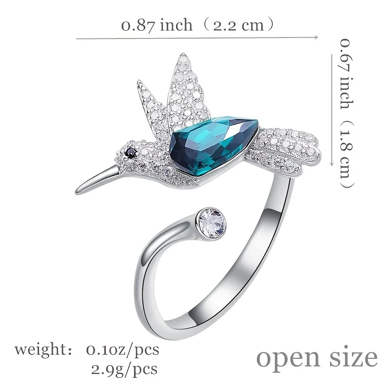 Adjustable Hummingbird Ring Womens Ring