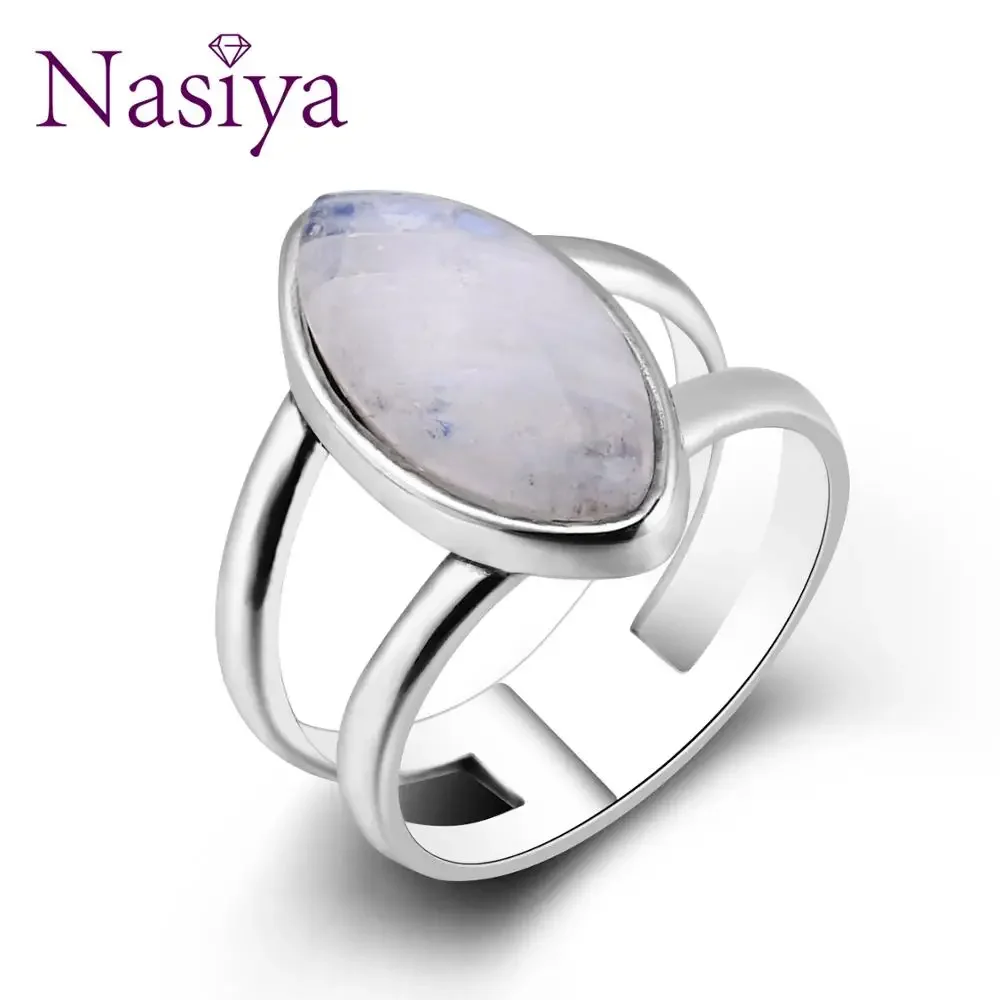

Nasiya S925 Silver Moonstone Engagement Rings For Women Finger Fashion Jewelry Ring Drop Shipping Wholesale Price