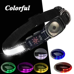 LED Dog Collar with GPS Tracker - Waterproof, USB Rechargeable, Luminous Pet Collar - XL42 - 64cm (Colorful)