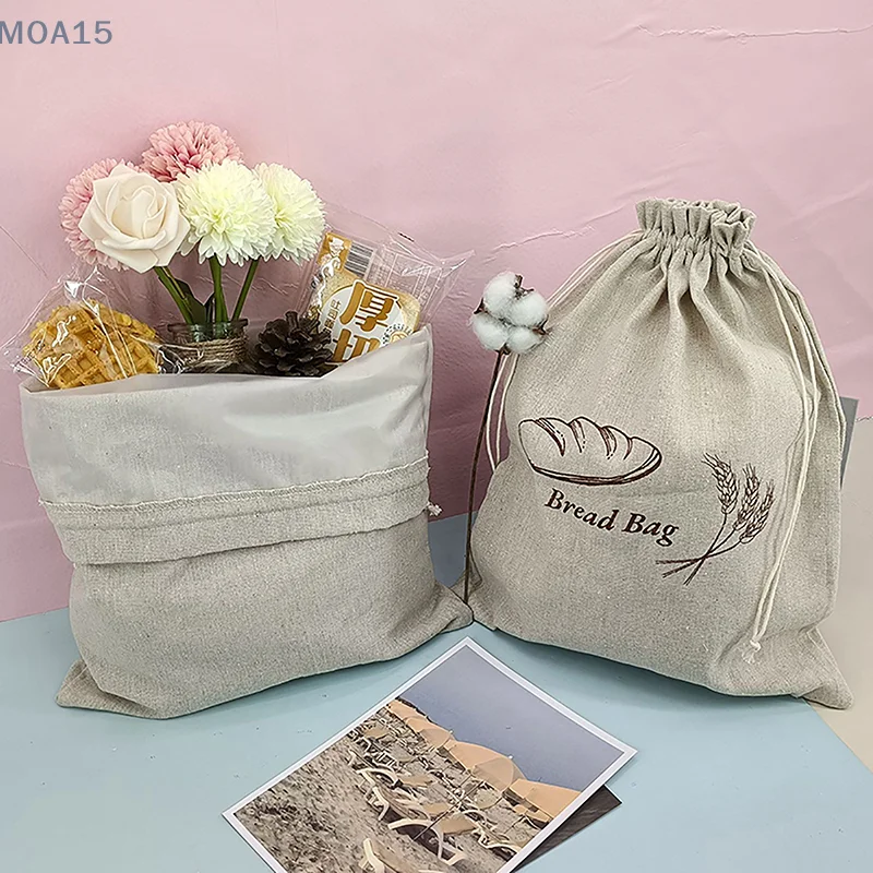 

Reusable Cotton Linen Bread Storage Bag Plastic Lined Bread Bags For Homemade Bread Keep Sourdough Bread Fresh