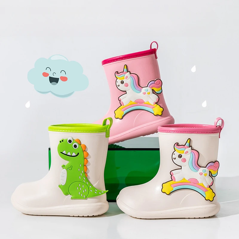 Boys Girls Bear Waterproof Rain Shoes Wear-resistant Non-slip Galoshes for Toddlers baby shoes