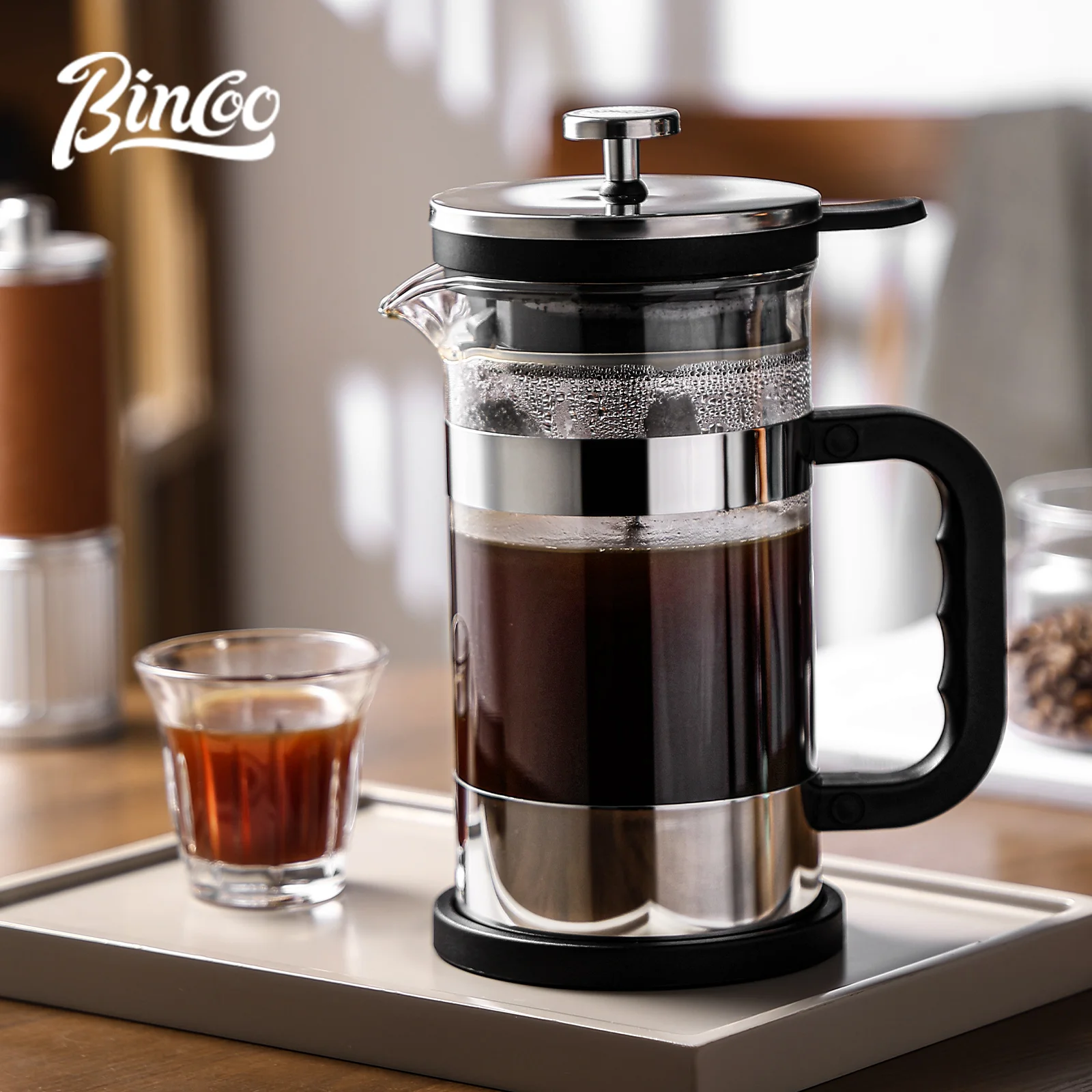 BINCOO 1000ml French Press Coffee Maker - Borosili...