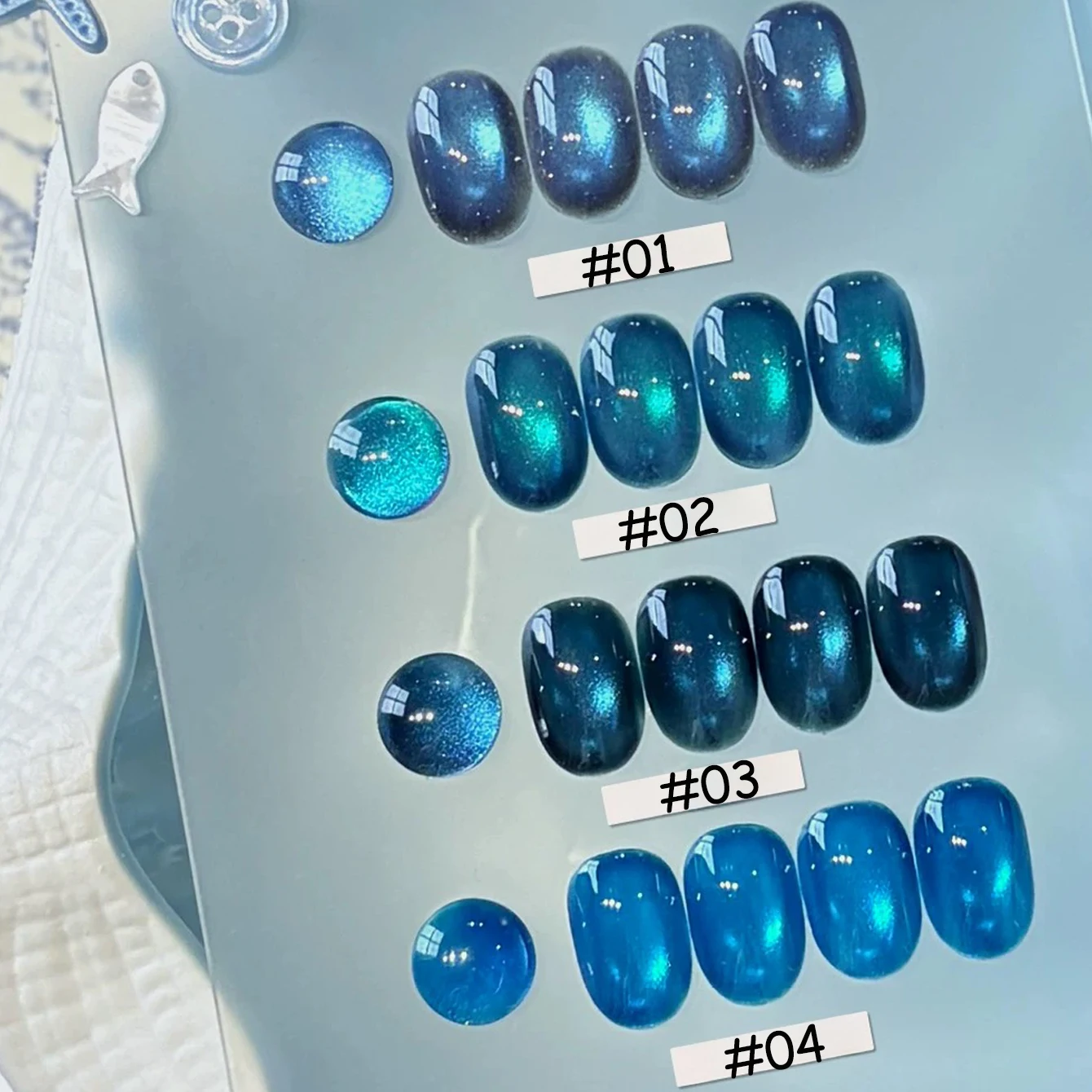 1개 PSK 2026 뉴 화이트닝 썸머 플래시 써 시리즈 블루 캣아이 젤 네일 폴리쉬 블루 라이트 글래스 비드 네일 아트 아주르 네일즈