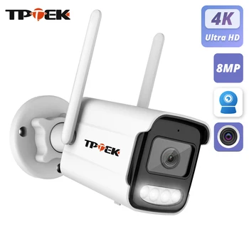Telecamera IP 4K 8MP Telecamera di sicurezza WiFi esterna Sorveglianza wireless Wi Fi Bullet Video IP impermeabile Home Camara CamHi CamHipro