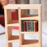 Dolls Furniture Mini Wooden Bookshelf Cabinet Rack Model for Barbie Doll 1:12 Miniature Dollhouse Decor Accessories Kids Toys 2