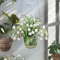 Stained Glass Sun Catchers Lily Of Valley Suncatchers Bright Color Eye-Catching Window Decor For Any Room Window Outdoor Garden 1