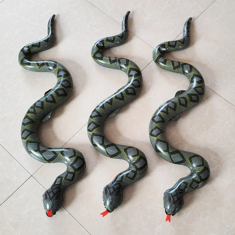 

95cm Inflatable Snake Tricky Toy False Snake Halloween Prank Props Garden Pool Toy Simulation Inflatable Snake Tricky Water Toy