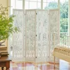 Folding Room Divider, 66.9 Inch Wood Carved Privacy Screens, Free Assembled Freestanding Simple Decorative Partition 2