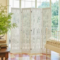 Folding Room Divider, 66.9 Inch Wood Carved Privacy Screens, Free Assembled Freestanding Simple Decorative Partition 2