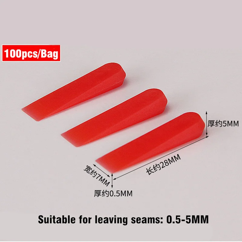100pcs Reusable Wedge Tile Spacer Locator 0.5-6MM Gap Gasket Wall Leveler Laying Flat Ceramic Floor Tiling Leveling System Tools