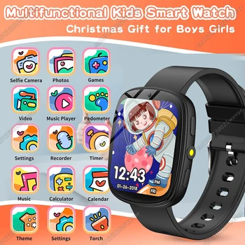 Smartwatch per bambini con schermo HD da 1,56'', fotocamera, 22 giochi interessanti, monitoraggio del sonno, sveglia, calcolatrice, orologio per bambini, idea regalo.