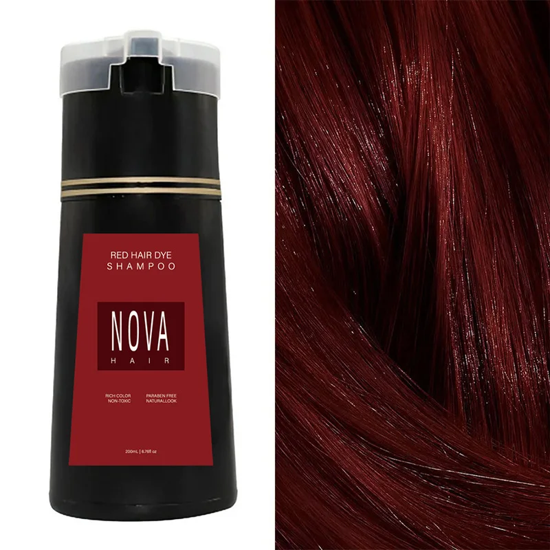 שמפו לצביעת שיער Nova Hair Dye בנפילה 3 ב-1, שמפו מיידי לצביעת שיער לגברים ונשים, שיער לבן טבעי מהיר, צבע שחור