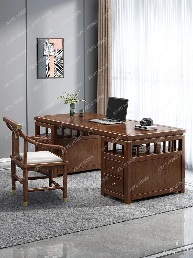 New Chinese Style Solid Wood Desk Home Desk Calligraphy Light Luxury Walnut chinese calligraphy