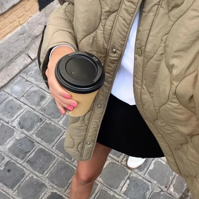 MUJER 2025 سترة مبطنة المرأة سترات طويلة الأكمام م...