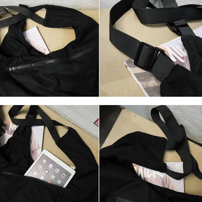 Multi-Functional Vest Bag Workwear Retro Large Capacity Sleeveless Nylon Convertible Backpack Vest Two-In-One Tote Crossbody Bag