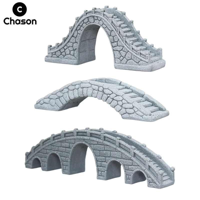 Miniature Sandstone Bridge Figurine for Decorative Landscaping and Fairy Gardens