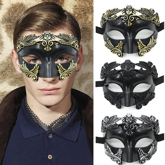 Masque Demi-visage à Plumes Pour Soirée - Accessoire Carnaval, Halloween, Bal Masqué - Taille Environ 32x22 Cm - Poignée