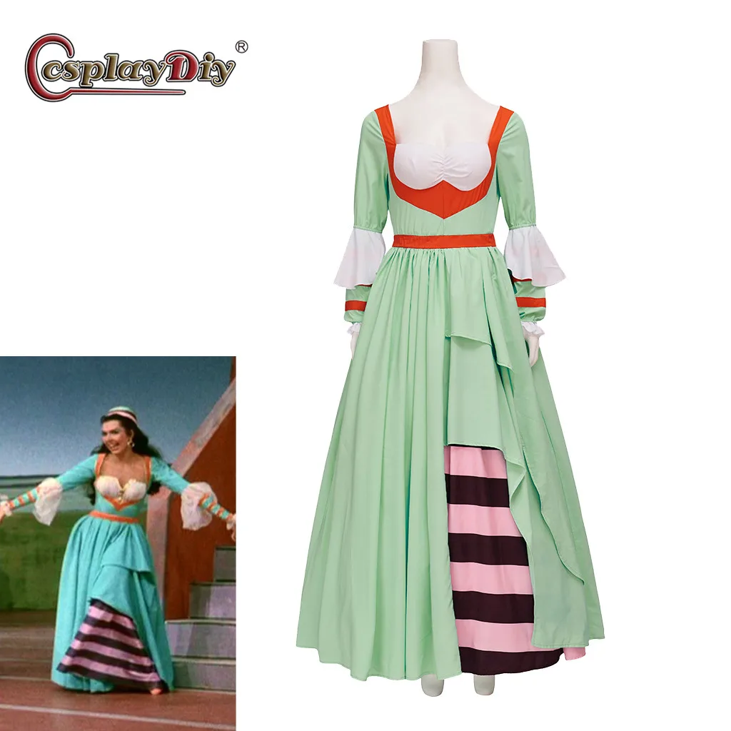 

Cosplaydiy Kiss Me Kate Ann Miller Bianca Cosplay Dance Dress Princess Bianca Musical Lois Lane Costume Green Victorian Gown