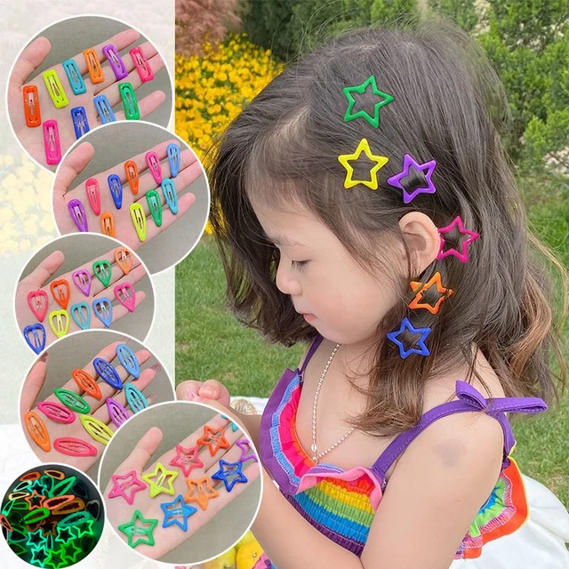 5Pcs Candy Color Hairpins Snap Hair Clip Kids Girl Barrettes BB