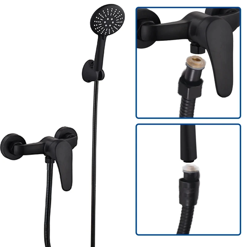 1.5/2.0M Double Lock Matt Balck SUS 304 Black Pipe Fittings Explosion Proof shower hose Bathroom Flexible