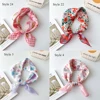 Girls Cotton Linen Small Square Scarf Hijab Shawl Korean Chic Floral Printed Headband Neckerchief Hair Accessoories 58*58cm 2
