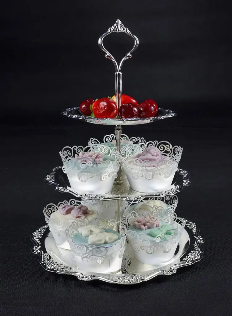 3 Tier Dessert Display Metal Durable European Style Cupcake Stand Fruit Plate for Wedding Party Cake Holder