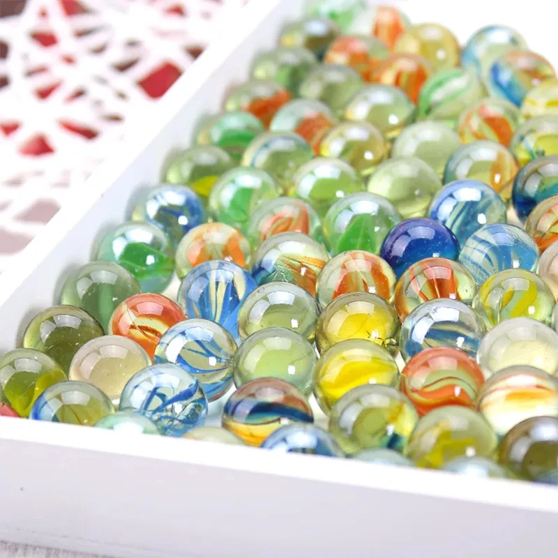 10/50PCS 25/14mm Colorful Glass Marbles Toy Kids Marble Balls Run Game Solitaire Toy Accs Vase Filler&Fish Tank Home Toy Gift 4
