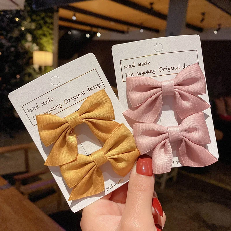 Cute Girls Bow Hair Clip Sweet Princess Hairpin Fashion Trend Duckbill Clip Barrettes Kids Hair Accessories 2 Piece/Set