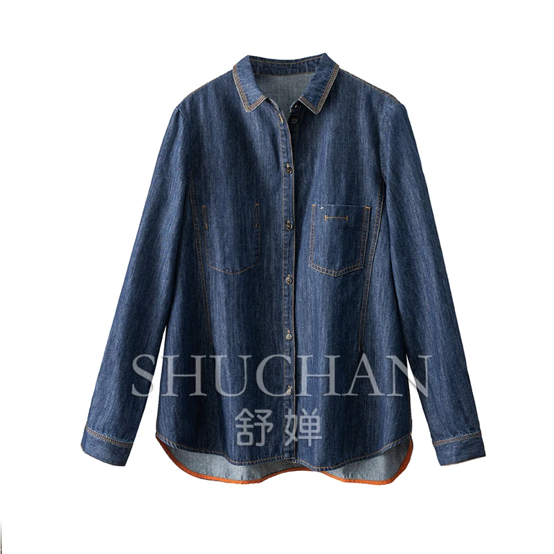 Quilted Denim Shirt Women New 2024 Summer 100% Cotton Blusa Feminina  Blouses for Women Fashion