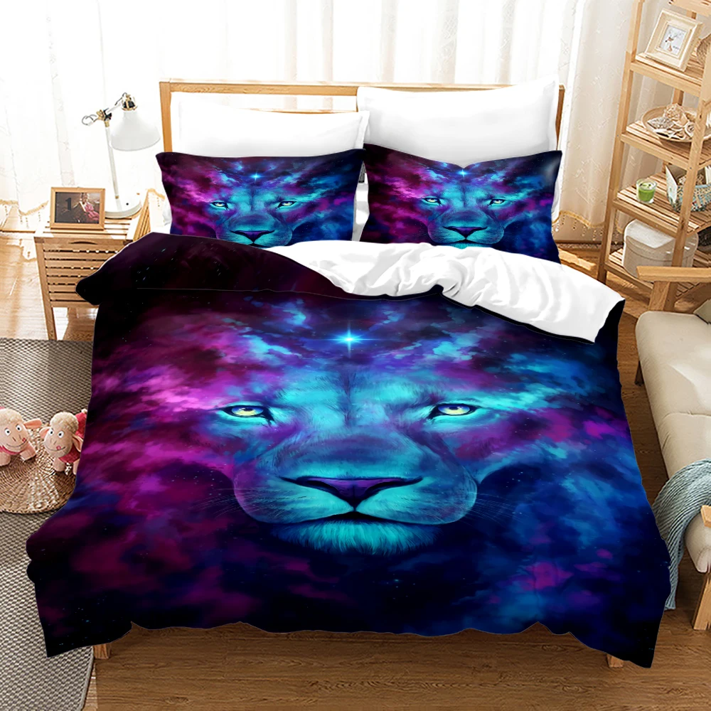 New Lions Bedding Set Single Twin Full Queen King Size Animal Tag Lion Wolf Bed Set Aldult Kid Bedroom Duvetcover Sets 040