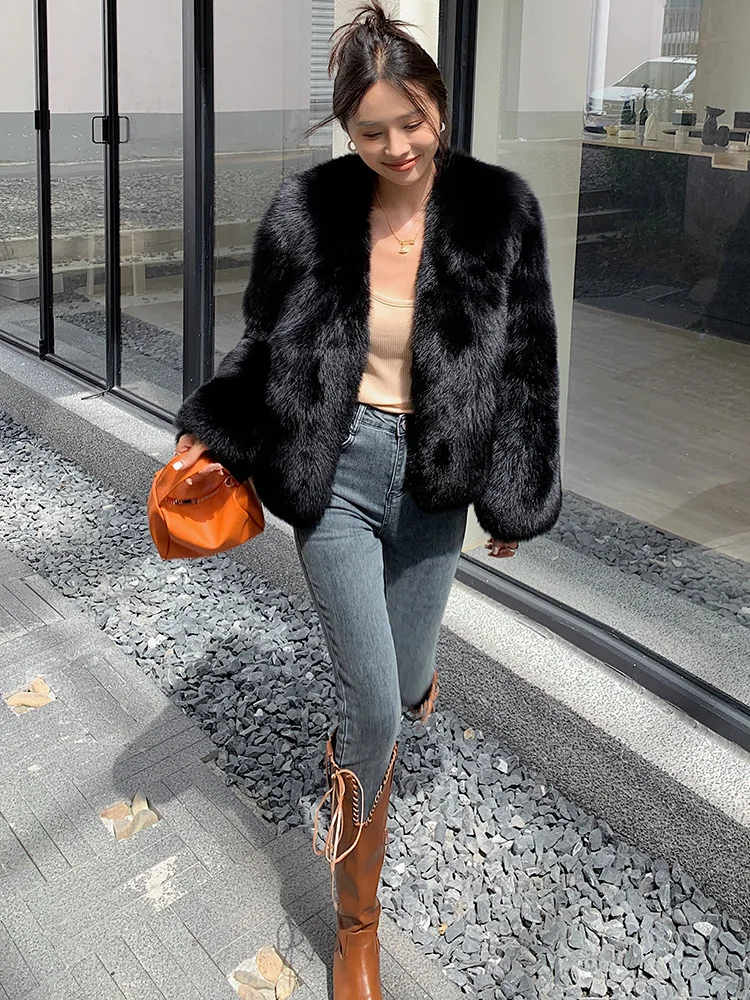 ジャケット・アウター ounce noel fur jacket 2020 New winter fashion fur jacket zipper jacket hiphop warm
