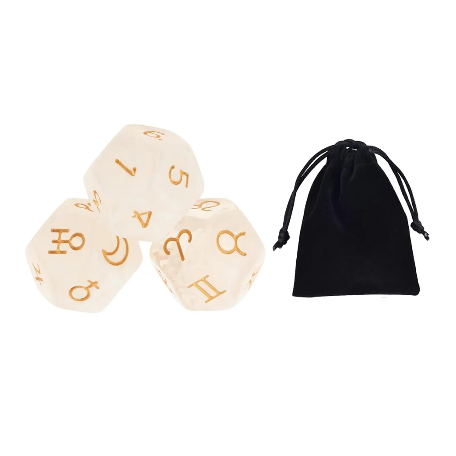 3Pcs Acrylic Astrology Dice Constellation dice Polyhedral Dices Set with Bag