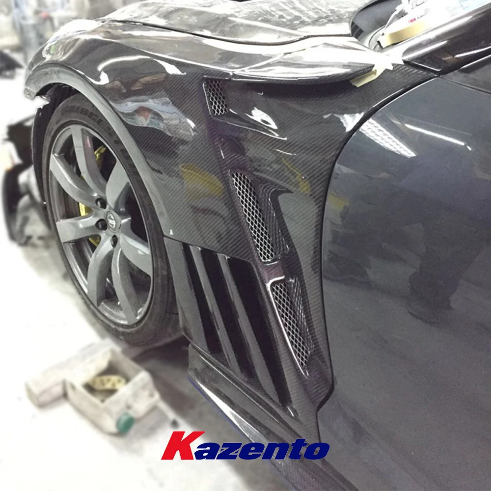닛산 GTR R35 EPA 프론트 펜더 (루버 핀 포함, 6개 핀, 사이드 마커용 F51 Fuga) 카본 파이버