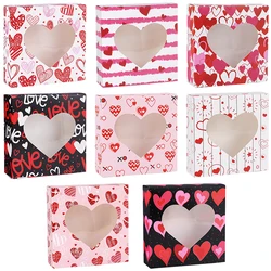 8 PCS Valentine's Day Heart-Shaped Treat Gift Boxes with Window - Festive Party Decor Supplies - 8Pcs (Mix)
