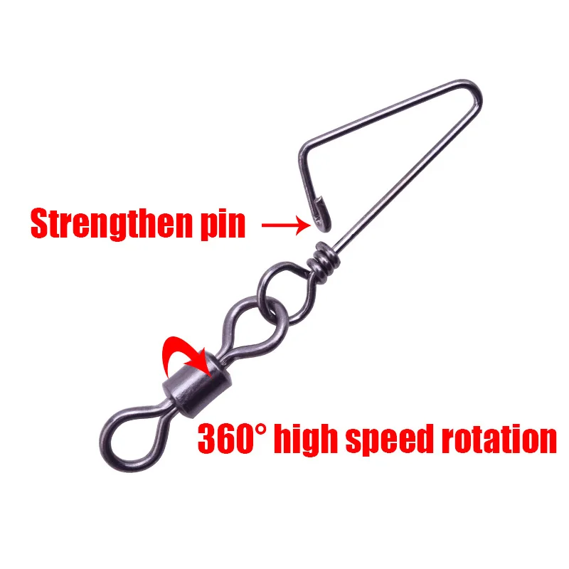 Fishing Swivels 20Pcs 1#-14# Stainless Steel Fishing Triangle Connector Pin Bearing Rolling Swivel Snap For Lure Hook Fishing Tackle Accessories
