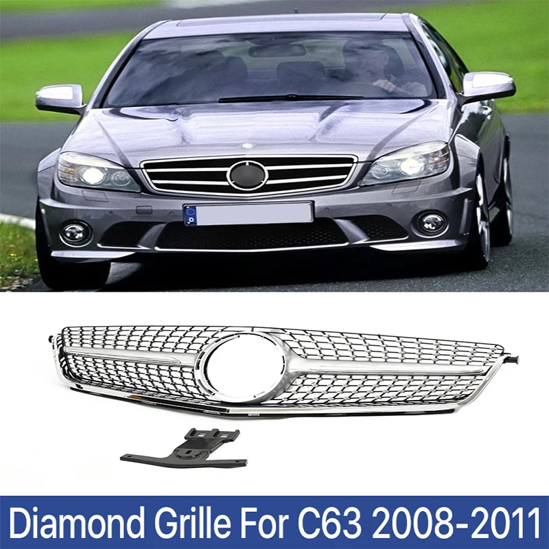 

Front Air Grille Radiator Diamonds Style Grill For Mercedes Benz C Class C63 W204 C180 C200 C300 C350 A@M-G 2008 2009 2010 2011
