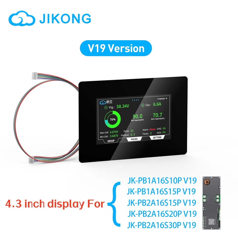 New JIKONG 4.3inch Touch Screen Display For PB Series V19 Version BMS TTL-P Display Support Cells Pack Check / Set Up