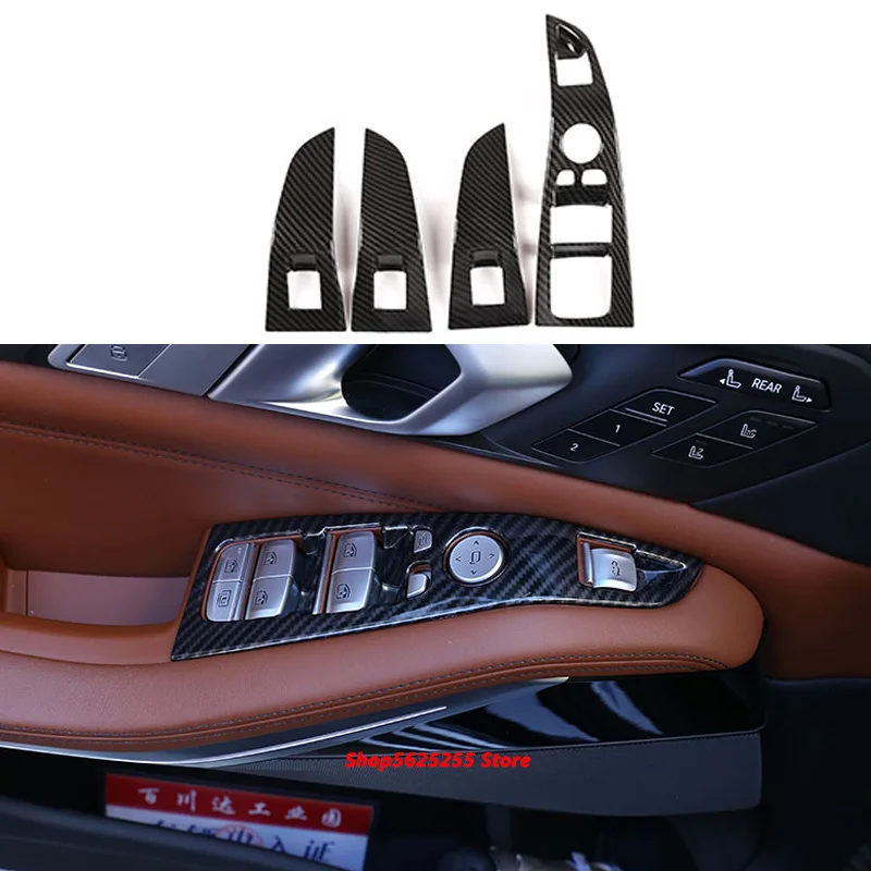 

Аксессуары для BMW X7 G07 2022 2021, кнопка переключателя на дверь и окно автомобиля, внутренняя дверная ручка, рамка, ABS Защитная отделка