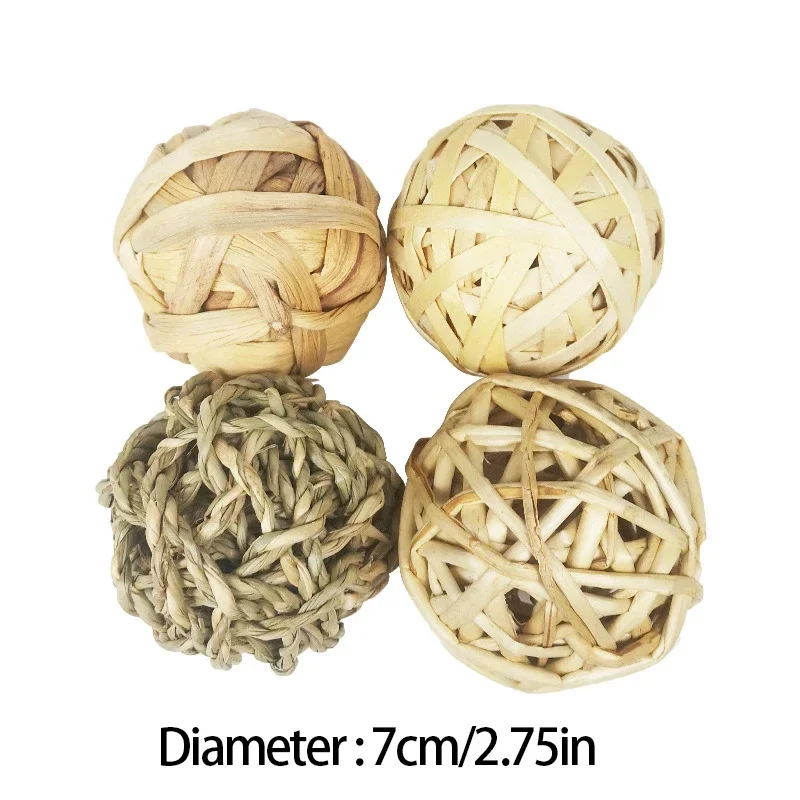 Pet Chew Toys 10 Styles 7CM Chewing Braided Ball Guinea Pig Rabbit Hamster Small Animal Play Interactive Natural Grass Ball
