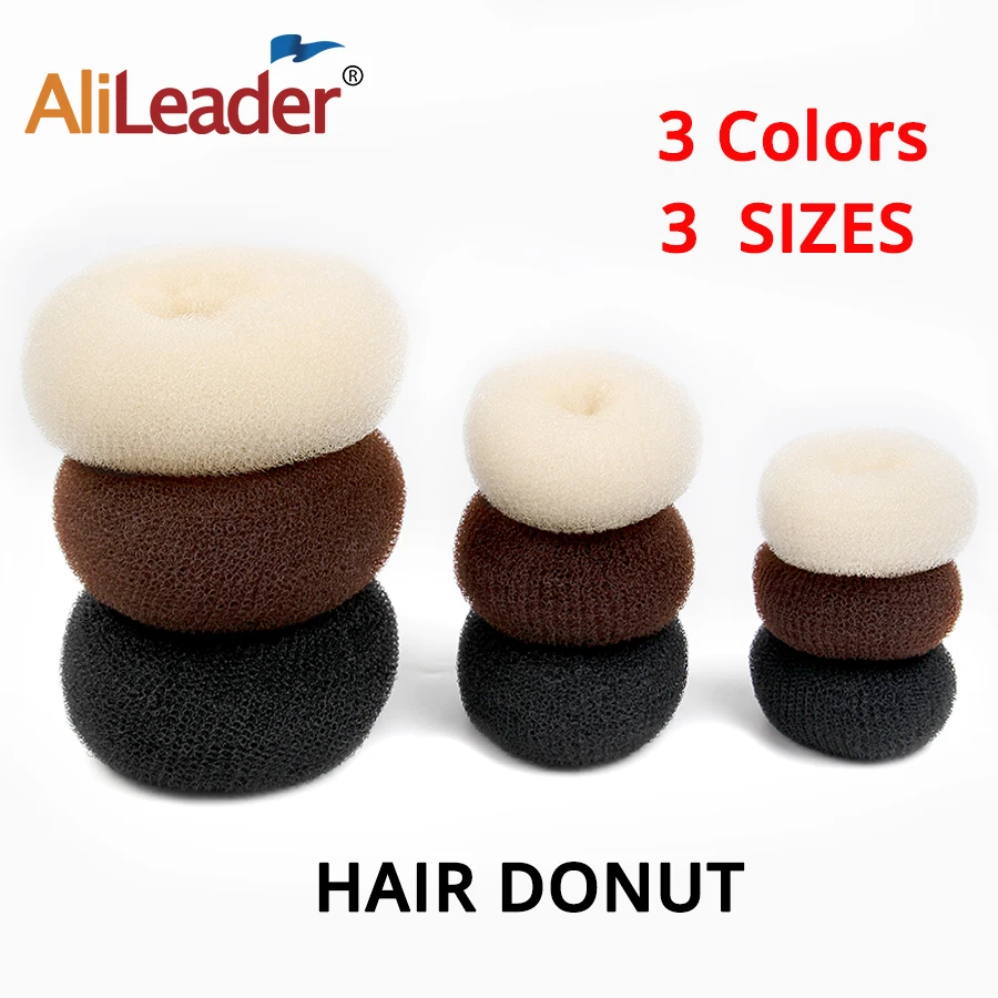 Girls Bun Filler Hair Hairstyle Tools Donut Hair Bun Maker Curly Hair Brown Black White Hair Bun Donut Silk Pro Hairdress Tools 5