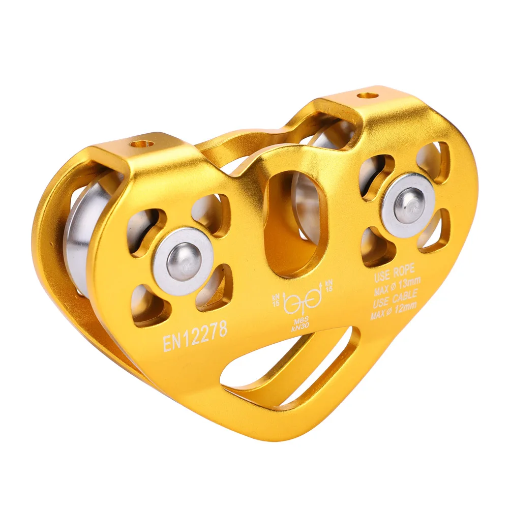 גלגל כפול לטיפוס סלעים 30KN גלגל כפול עם קו רוכסן עגלת כבלים לטיפוס סלעים בחוץ